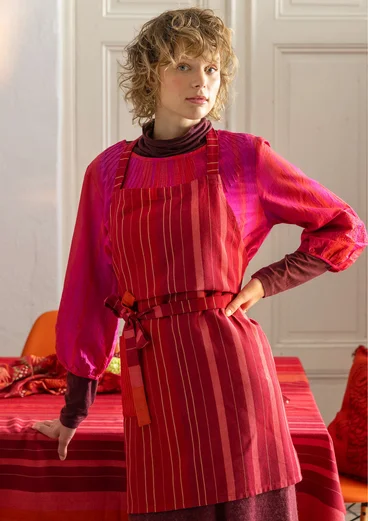 “Alaska Sky” organic cotton apron - poppy