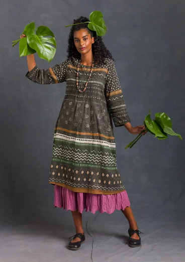 Robe "Madame Indigo" en tissu de coton biologique - gris cendré foncé