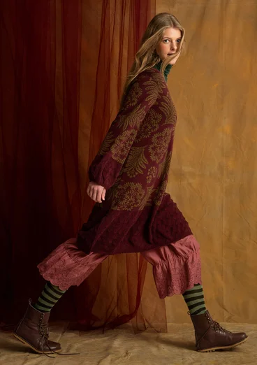 Gemustertes Strickkleid „Anila“ aus Bio-Baumwolle - aubergine