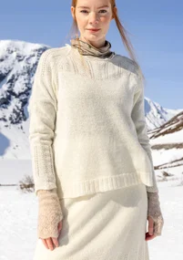 Handstulpen „Forgetmenot“ aus Alpakawollgemisch - kalkstein-melange