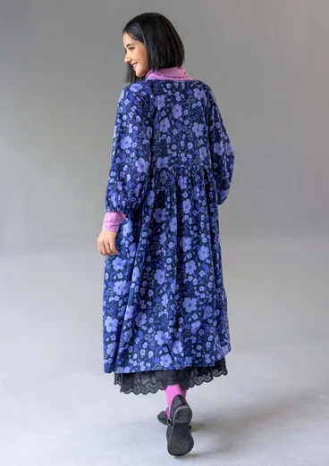 Geblümtes oder einfarbiges Kleid „Leah“ aus luftiger Bio-Baumwolle - dunkellavendel-gemustert