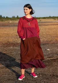 "Desert" woven organic cotton dress - dark hibiscus