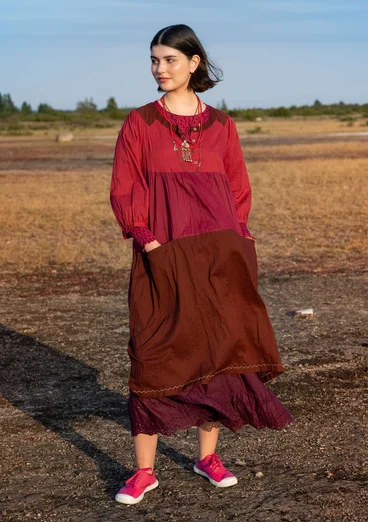 "Desert" woven organic cotton dress - dark hibiscus