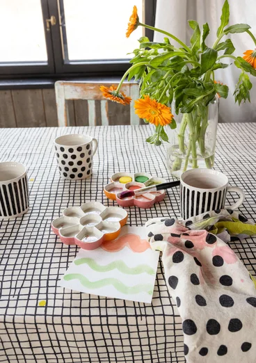 Nappe "Joy" en coton biologique - coquelicot/pivoine