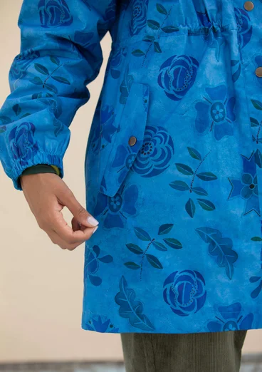 “Livia” patterned/solid-colour parka in water-repellent organic cotton - bright blue/patterned