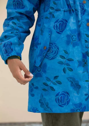 “Livia” patterned/solid-colour parka in water-repellent organic cotton - bright blue/patterned