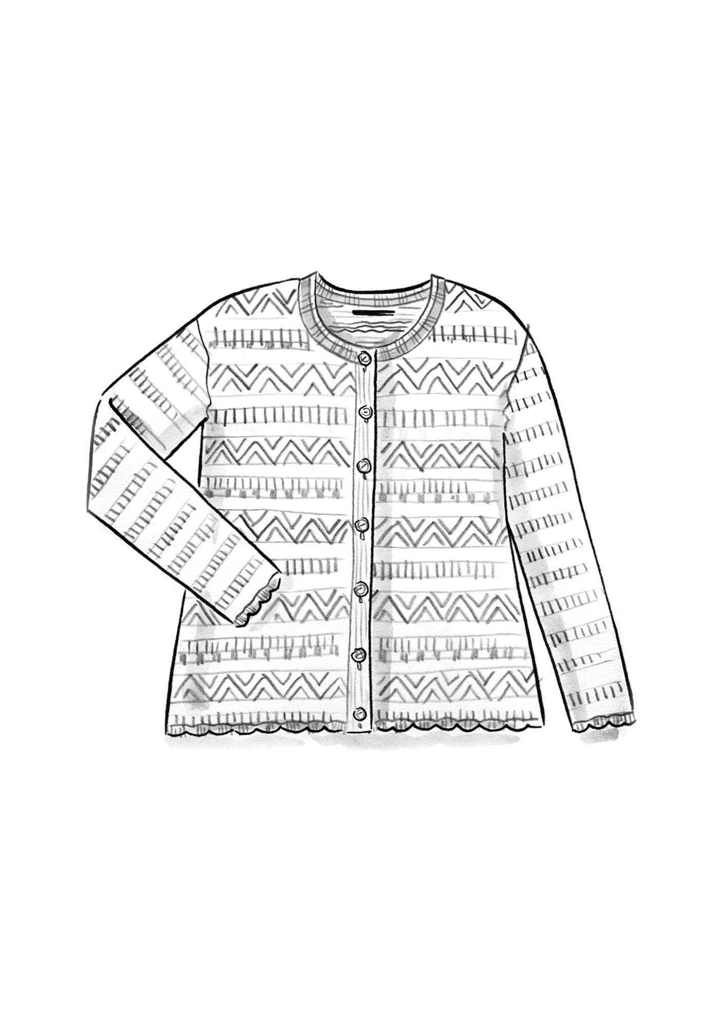“Strikk” cardigan in a wool/hemp/recycled cotton blend natural melange
