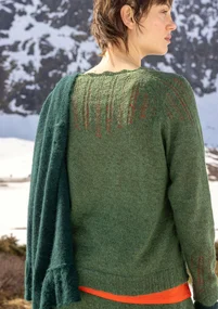 Strikket tørklæde "Forgetmenot" i alpakablanding - mørk jaspis/meleret