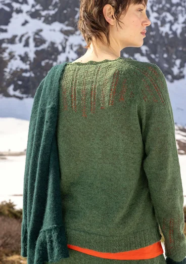 Strikket tørklæde "Forgetmenot" i alpakablanding - mørk jaspis/meleret