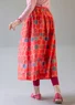 “Paris” woven organic cotton/silk skirt (flamingo/patterned XL)