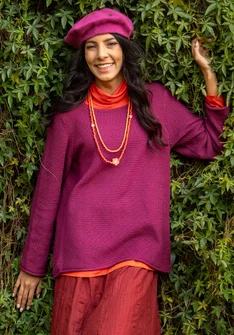 Organic cotton, textured-knit sweater - grape