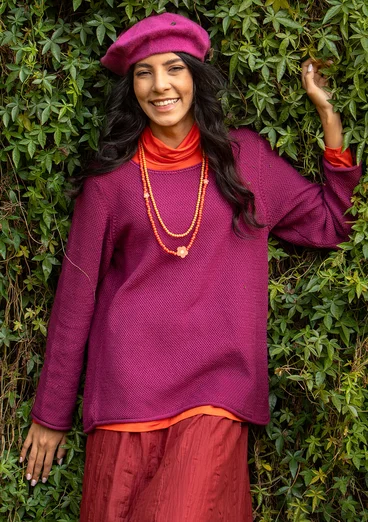 Organic cotton, textured-knit sweater - grape