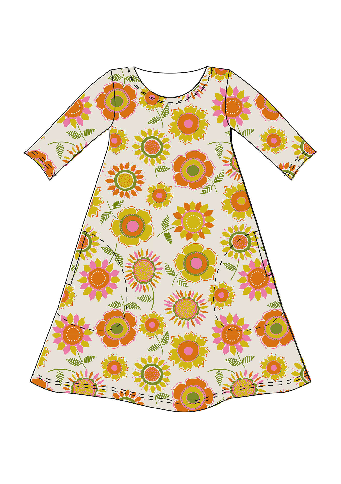 “Sunflower” jersey dress in lyocell/spandex unbleached thumbnail