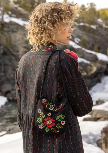 “Glimra” woven organic cotton dress - black