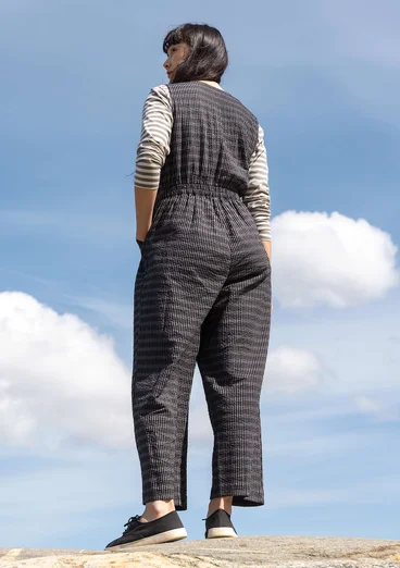 “Wavy” woven organic cotton jumpsuit - black