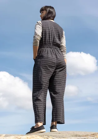 “Wavy” woven organic cotton jumpsuit - black