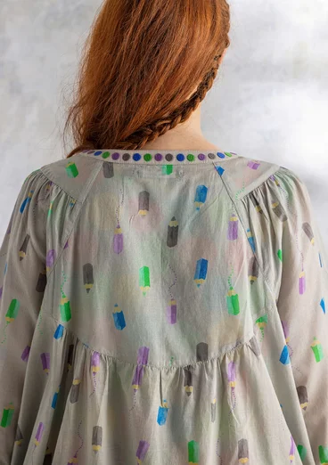 Blouse d'artiste "Crayon" en coton biologique - gris chaud clair