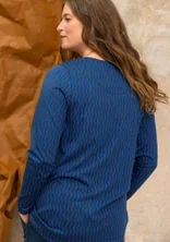 “Ellen” striped/solid-colour organic cotton/modal jersey tunic - ink blue/patterned