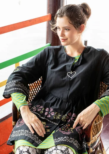 Tunika «Girlang» i økologisk bomull - svart