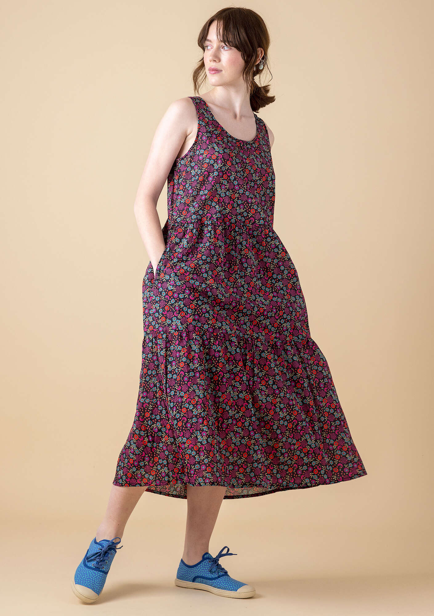Woven organic cotton dress multicoloured