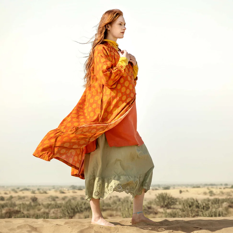 Webkleid „Gjusta“ aus Bio-Baumwolle - henna