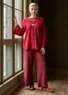 Gilet pointelle "Blomstra" en laine feutrée (cranberry XS)