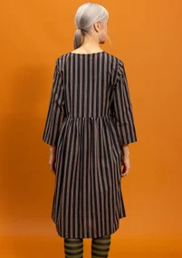 Geweven jurk "Sofia" van biologisch katoen - zwart/chili