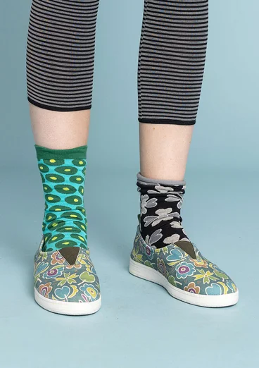 “Jane” cotton fabric flats - sea green