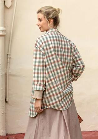 “Lovisa” patterned organic cotton/linen shirt - terracotta