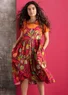 “Artichoke” woven organic cotton dress (dark hibiscus S)