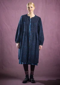 Gemustertes Kleid „Eternelle“ aus Bio-Baumwolle - indigo-gemustert
