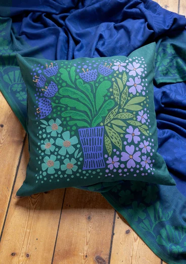 “Gnistra” organic cotton cushion cover - bottle green