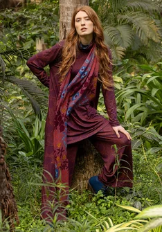 Écharpe "Harriet" en laine tissée - rouge sourd