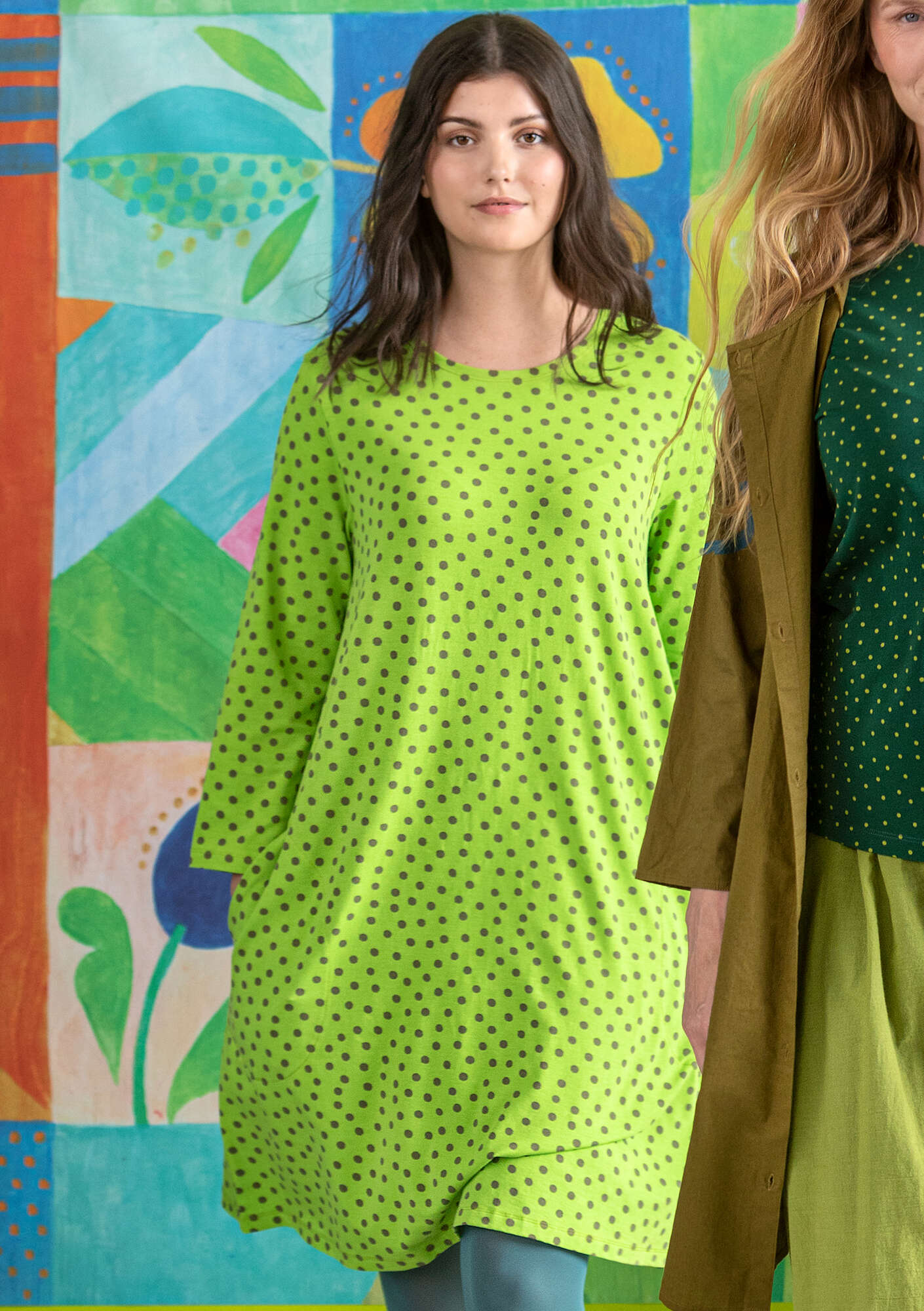 “Melodie” jersey dress in organic cotton/modal/spandex  tropical green