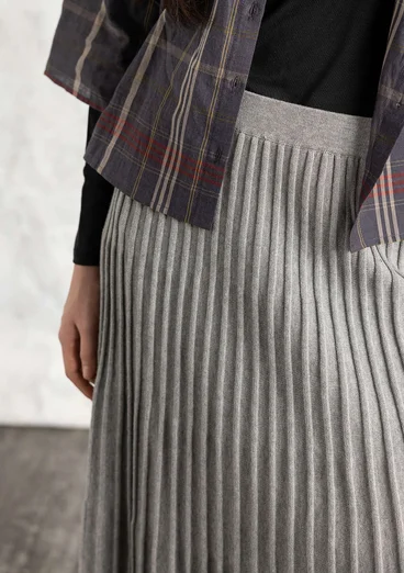 Organic/recycled cotton knit skirt - grey melange/solid colour