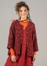 “Bodil” woven linen blouse (aubergine/mønstret M)