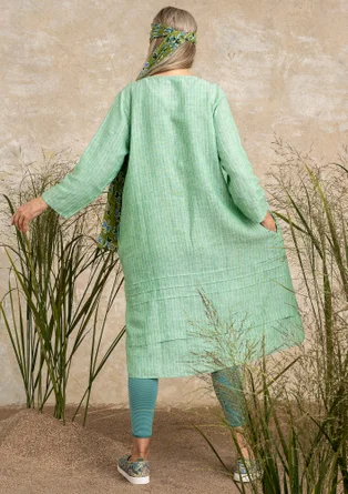 Woven linen dress - lotus green/striped