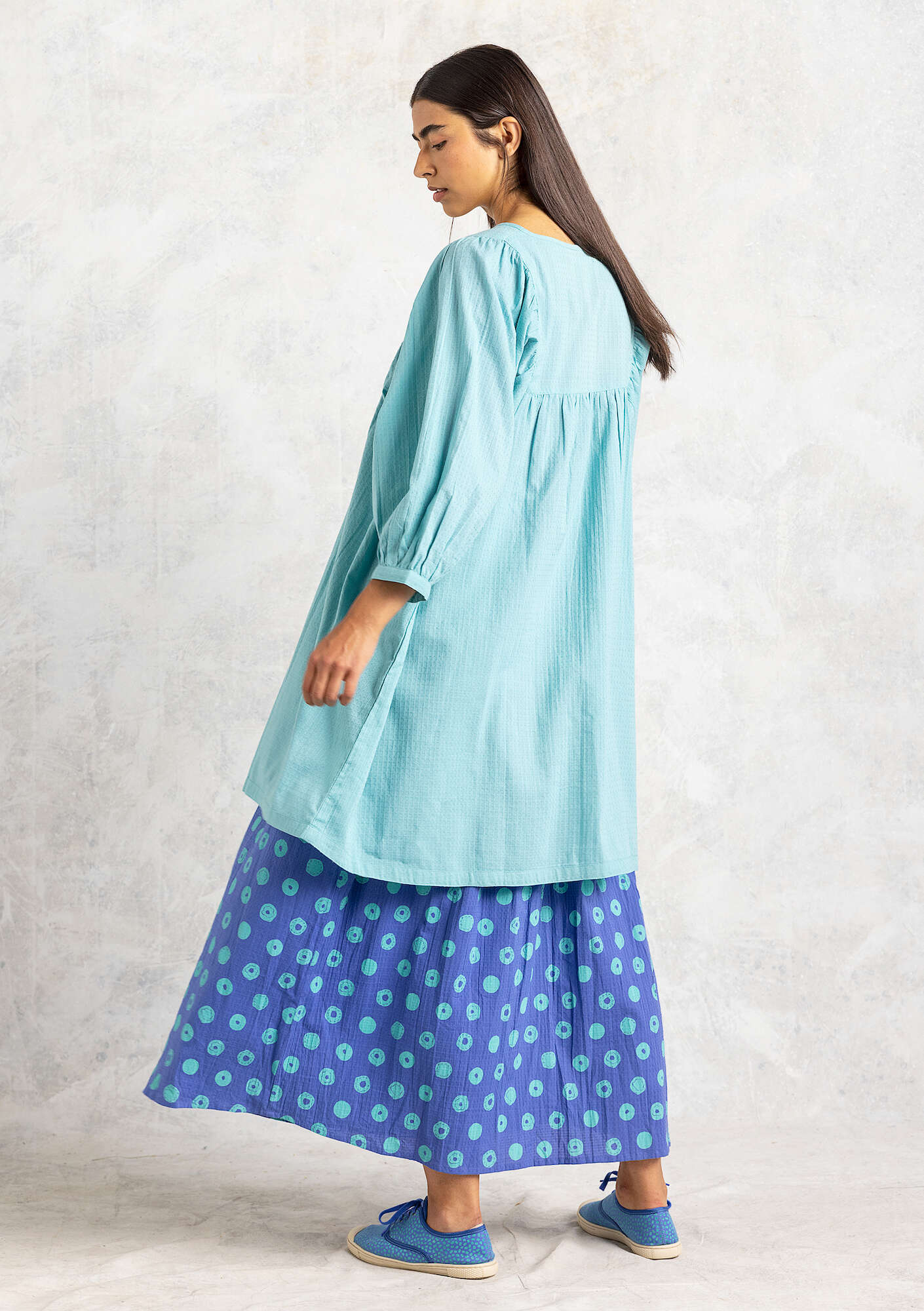 “Hilda” woven dress in organic cotton meadow brook thumbnail