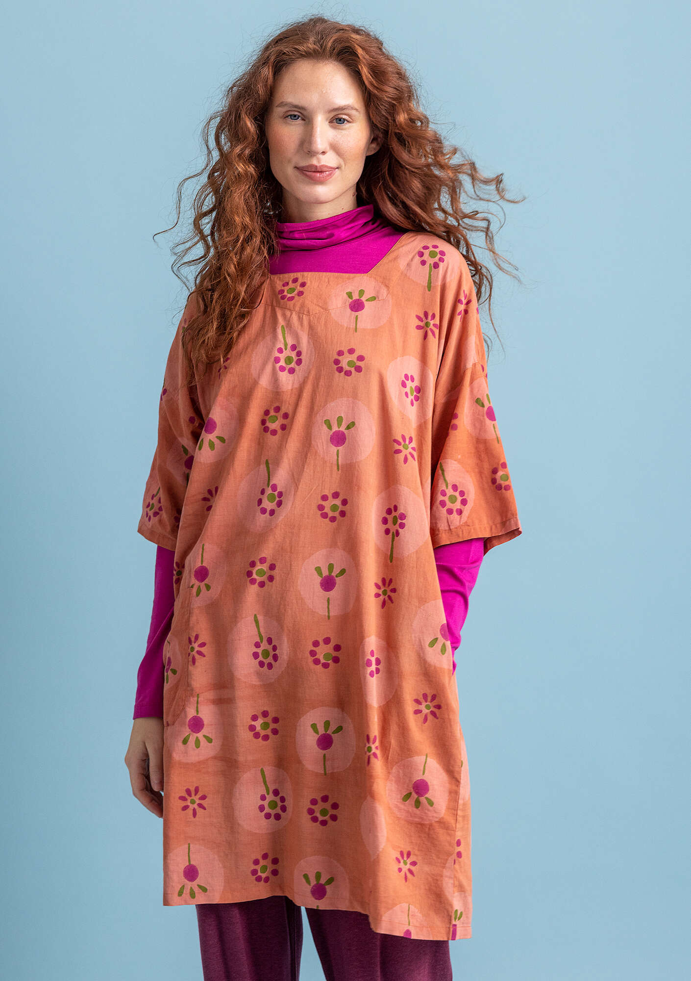 “Halo” woven organic cotton dress madder red thumbnail