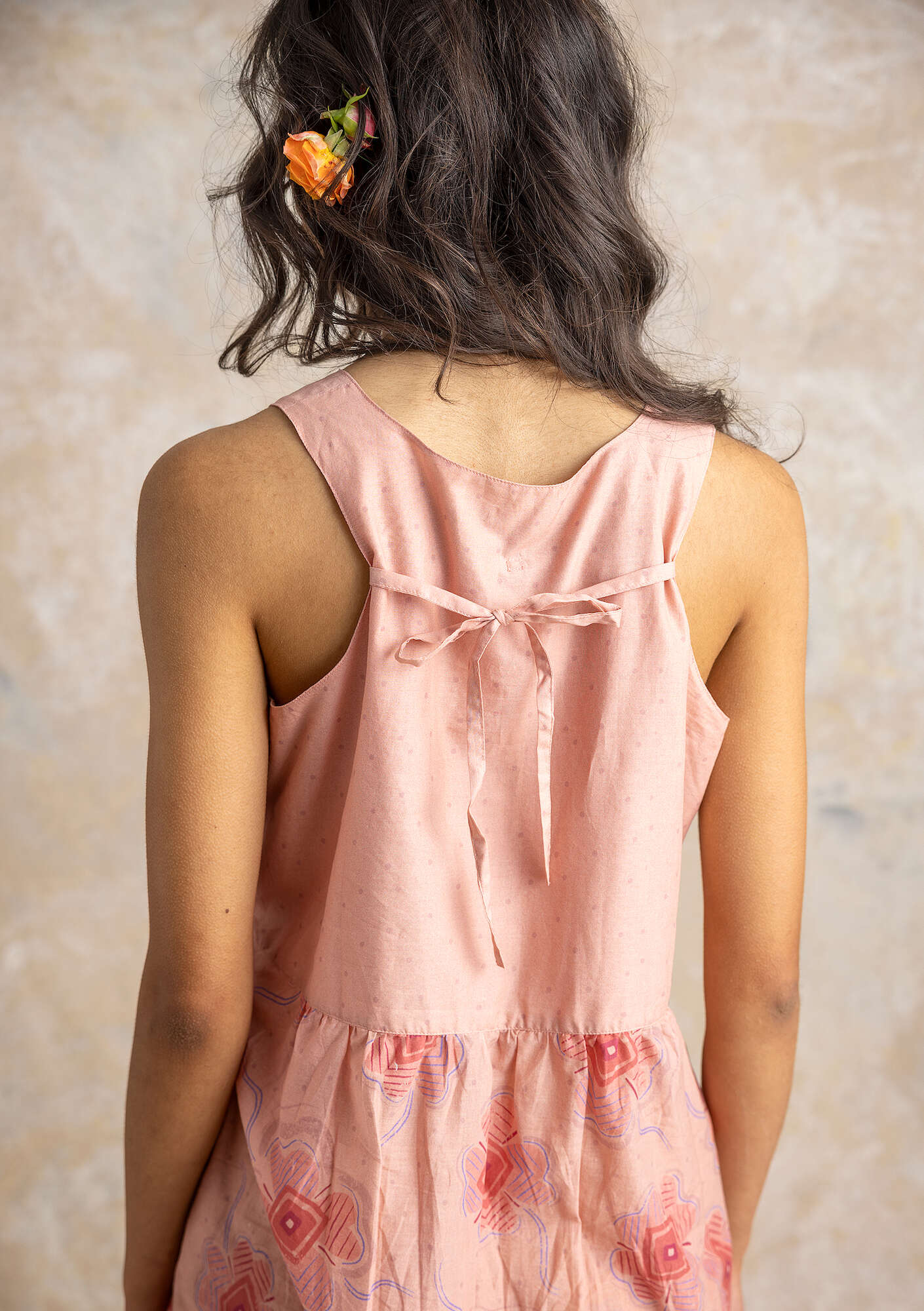 “Helenae” woven tank top in organic cotton dusky pink thumbnail