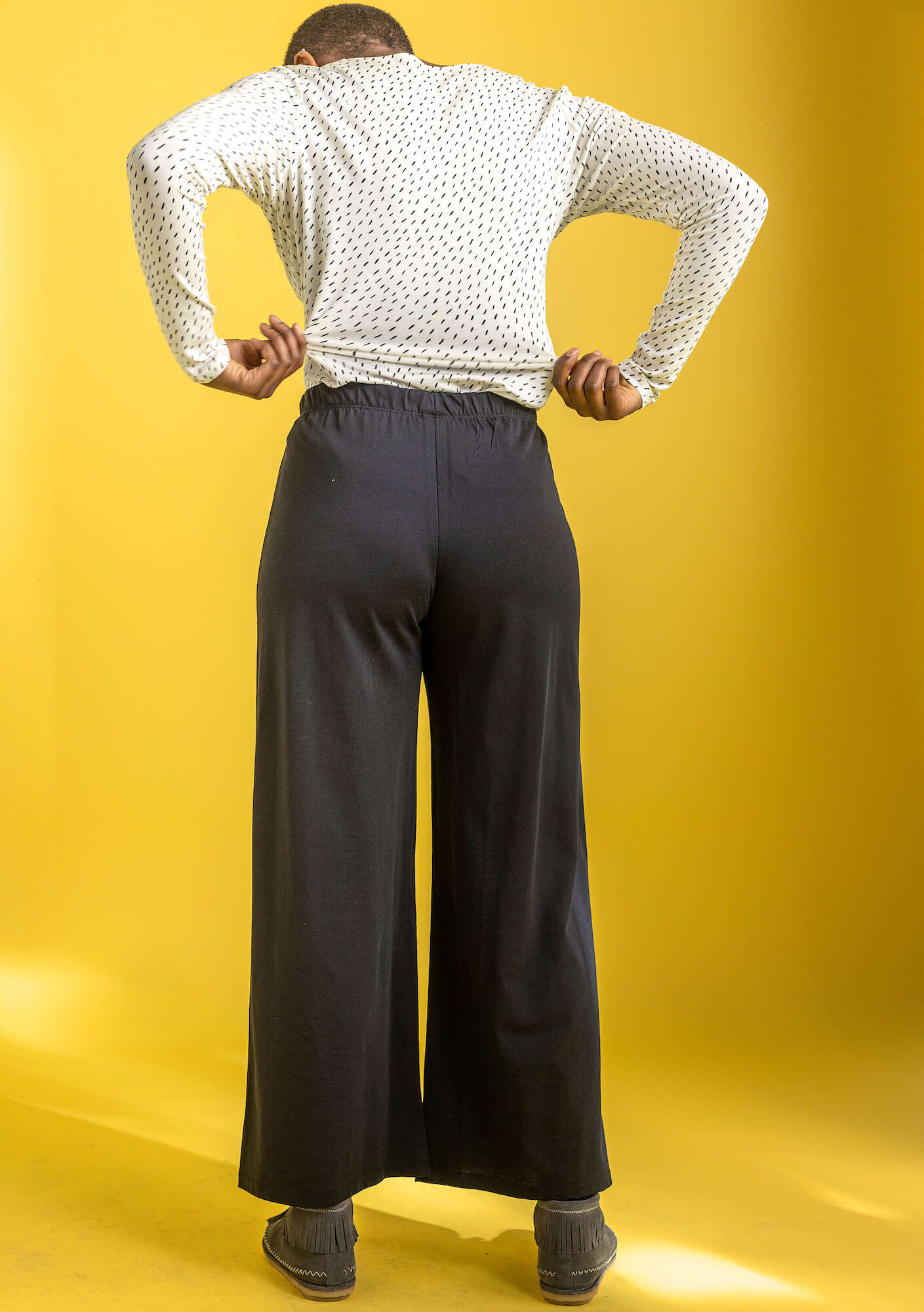 Pantalon en jersey de coton biologique/modal noir thumbnail