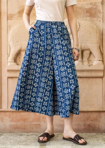 “Chamomile” woven organic cotton trousers - indigo
