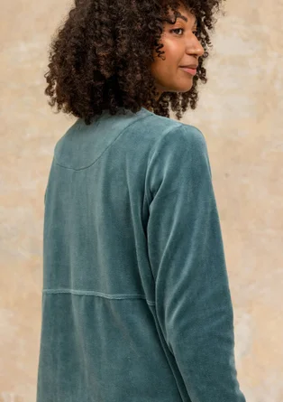 Einfarbige Veloursjacke aus Bio-Baumwolle/Recycling-Polyester - teebaum