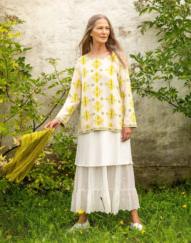 Jacquard sweater Väddö in Lime green