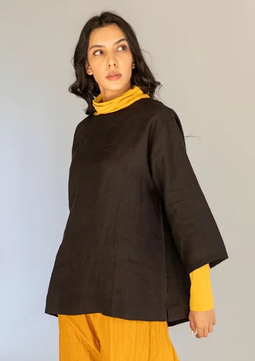 Bluse „Azores“ aus Leinen - schwarz