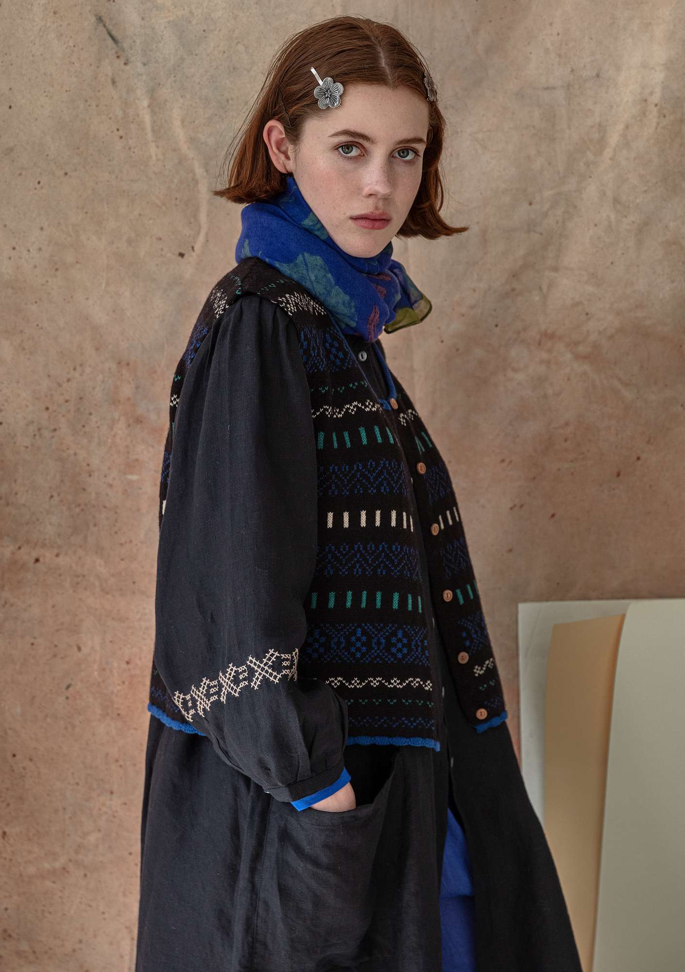 Anna knit fabric waistcoat black