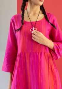 Geweven jurk "Melody" van biologisch katoen/zijde - roze begonia