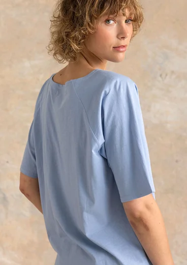 Tricot top "Himla" van biologisch katoen - blauwe mist