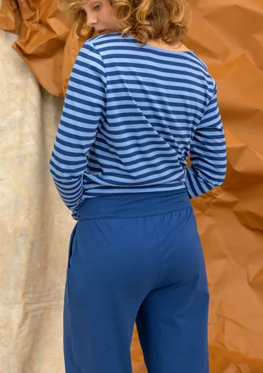 Solid-colour, organic cotton/elastane jersey yoga trousers - indigo blue