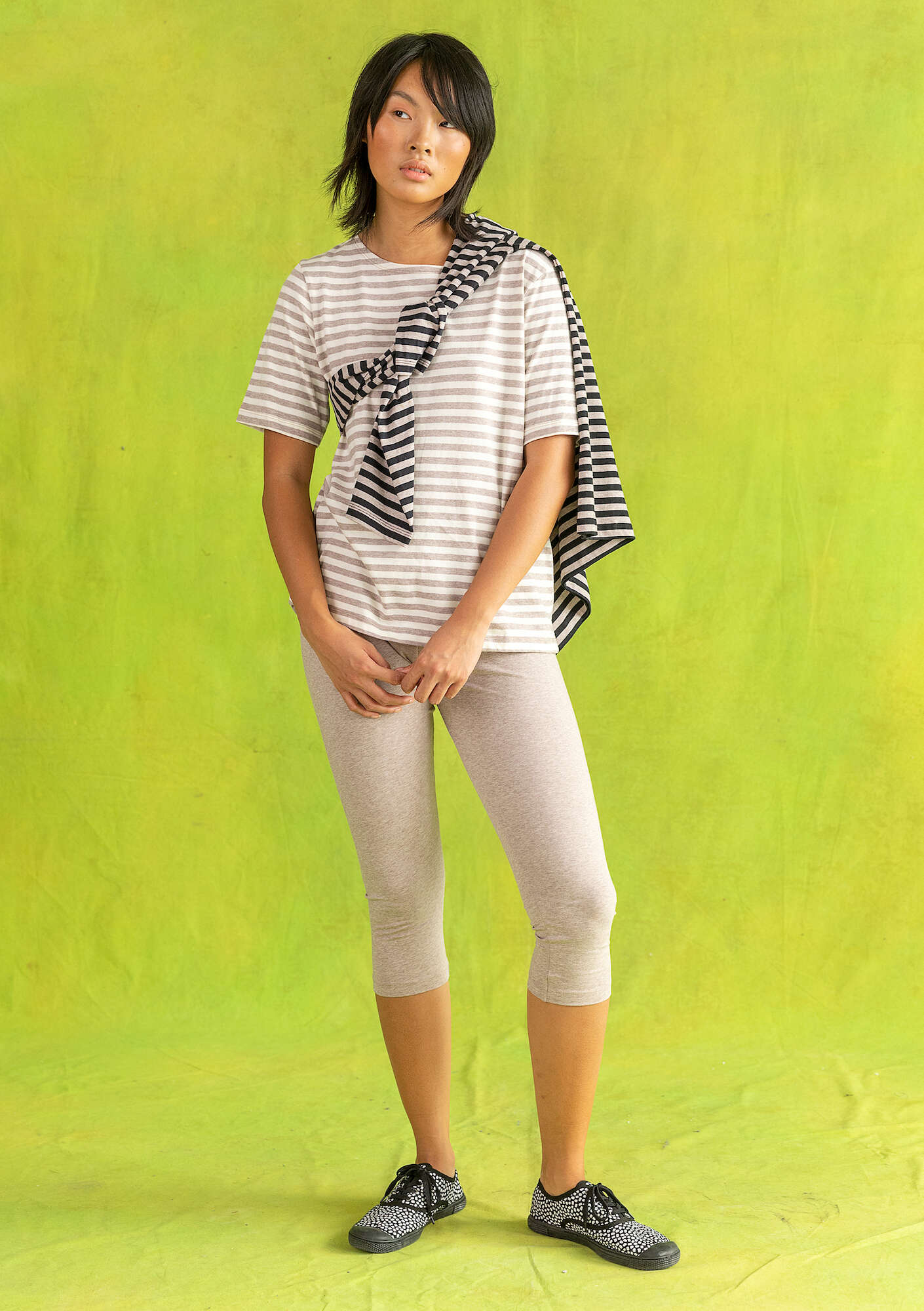 Striped T-shirt in organic cotton ecru/light potato thumbnail